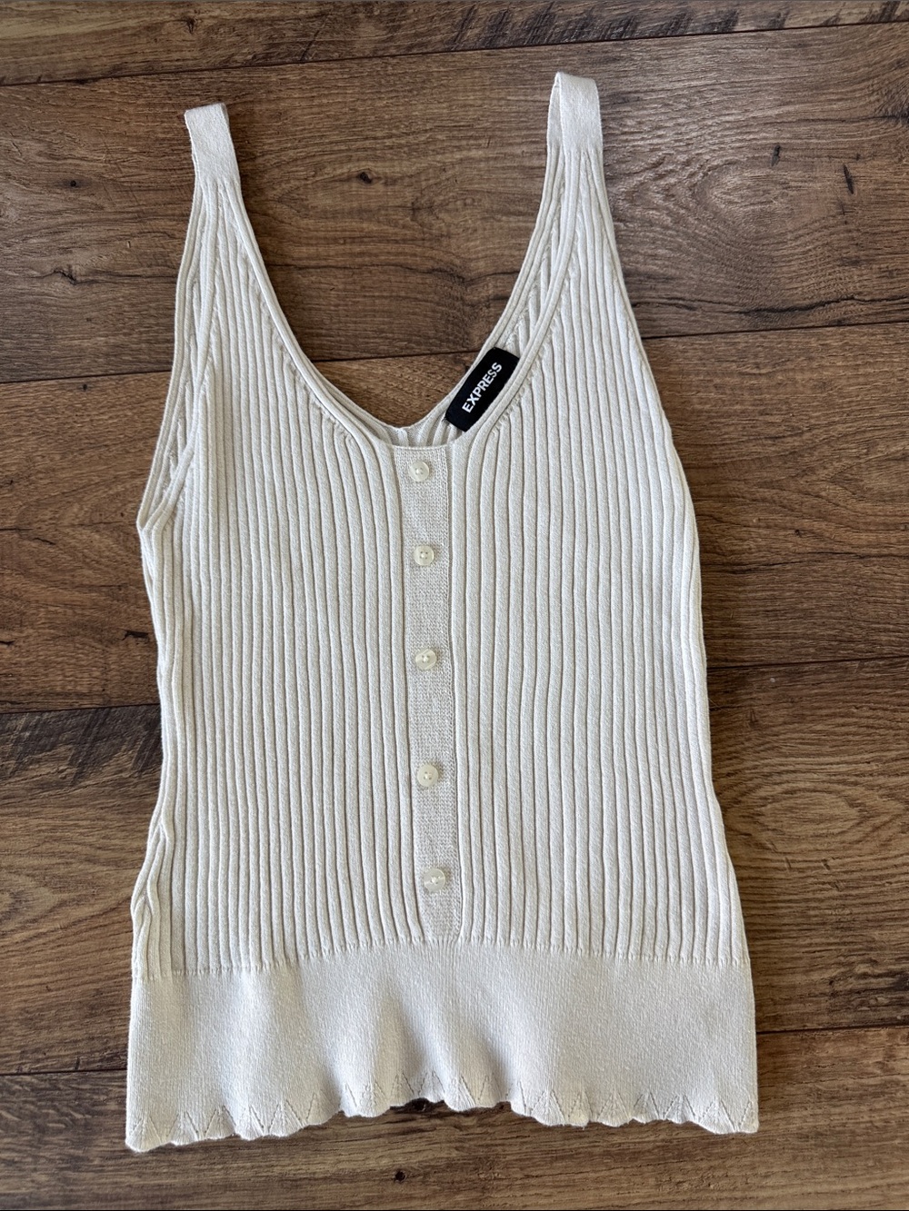 Express Off-White Ribbed Button-Front Camisole